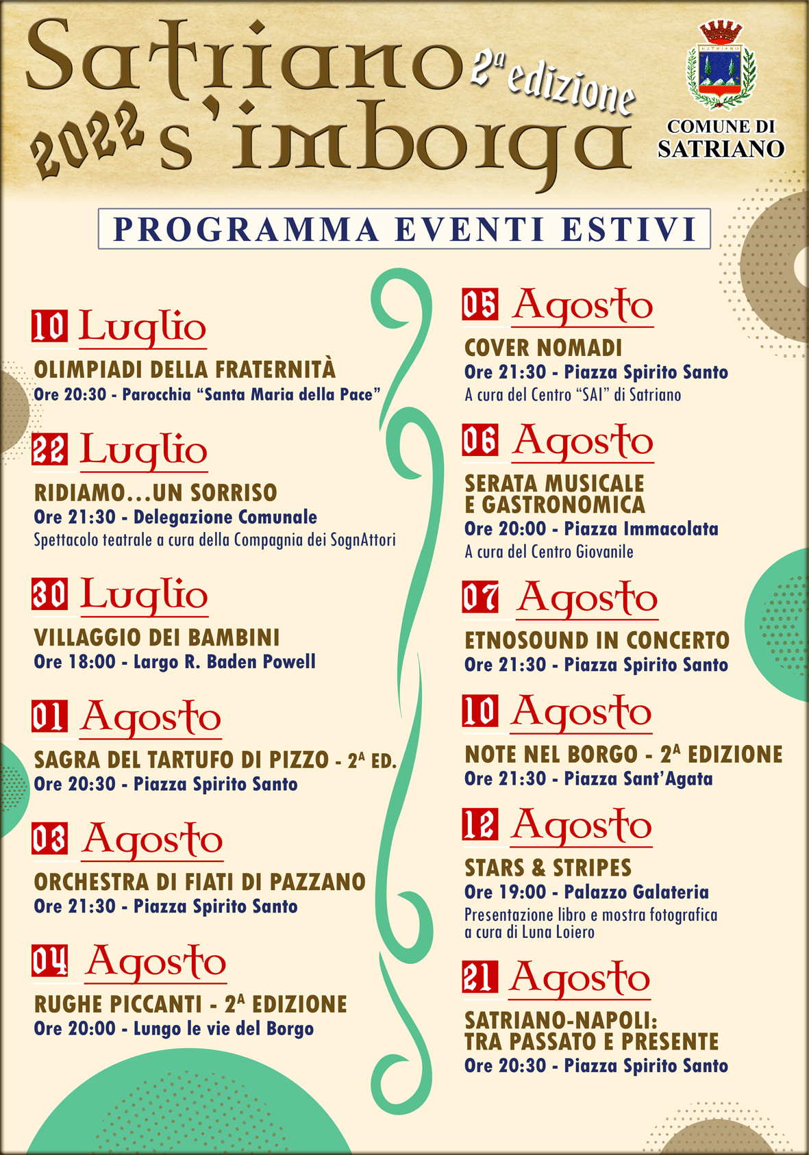 CALENDARIO EVENTI ESTIVI